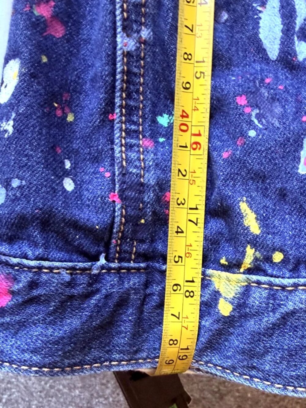 GAP Kids ED Ellen DeGeneres Denim Jacket ARTIST Paint Splatter XXL Regular - Picture 15 of 16
